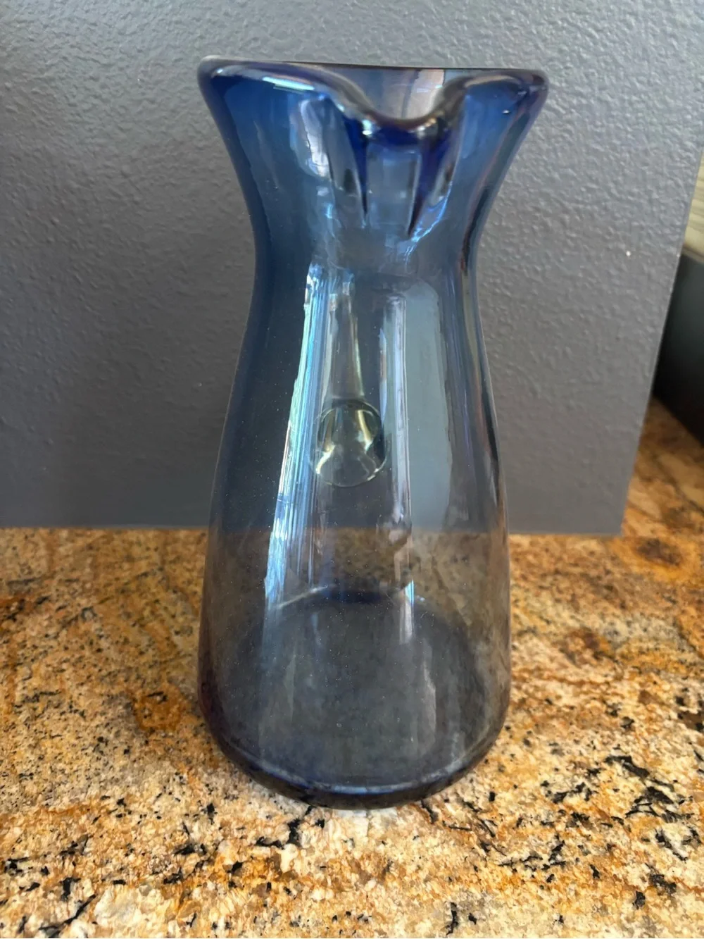 Pottery Barn Handcrafted Recycled Glass Drink Pitcher Blue NWOT